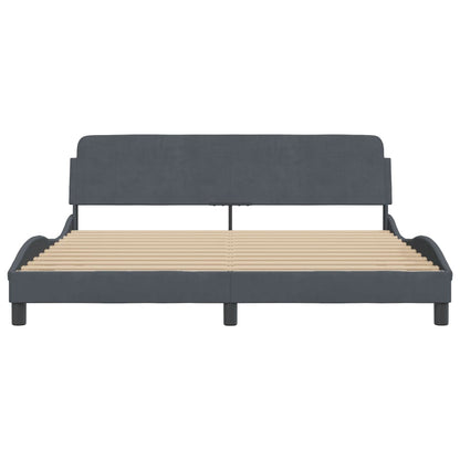 Bedframe "Dover" fluweel donkergrijs 183x213 cm
