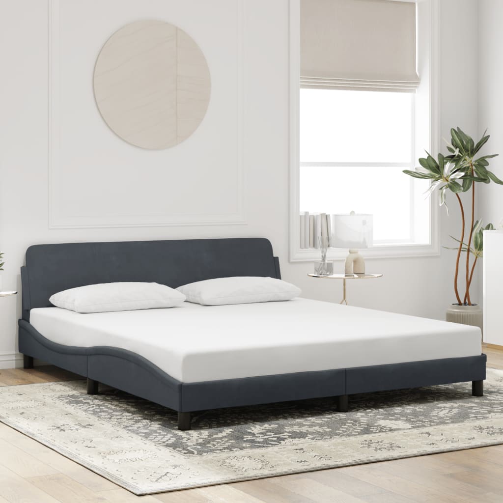 Bedframe "Dover" fluweel donkergrijs 183x213 cm