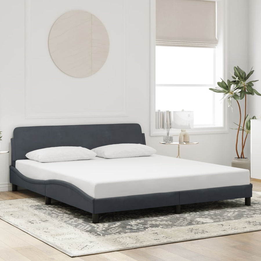 Bedframe "Dover" fluweel donkergrijs 183x213 cm