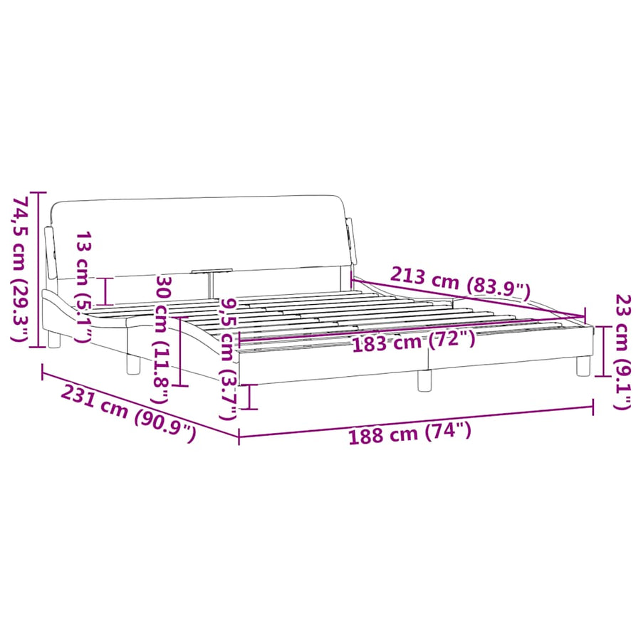 Bedframe "Dover" kunstleer zwart 183x213 cm