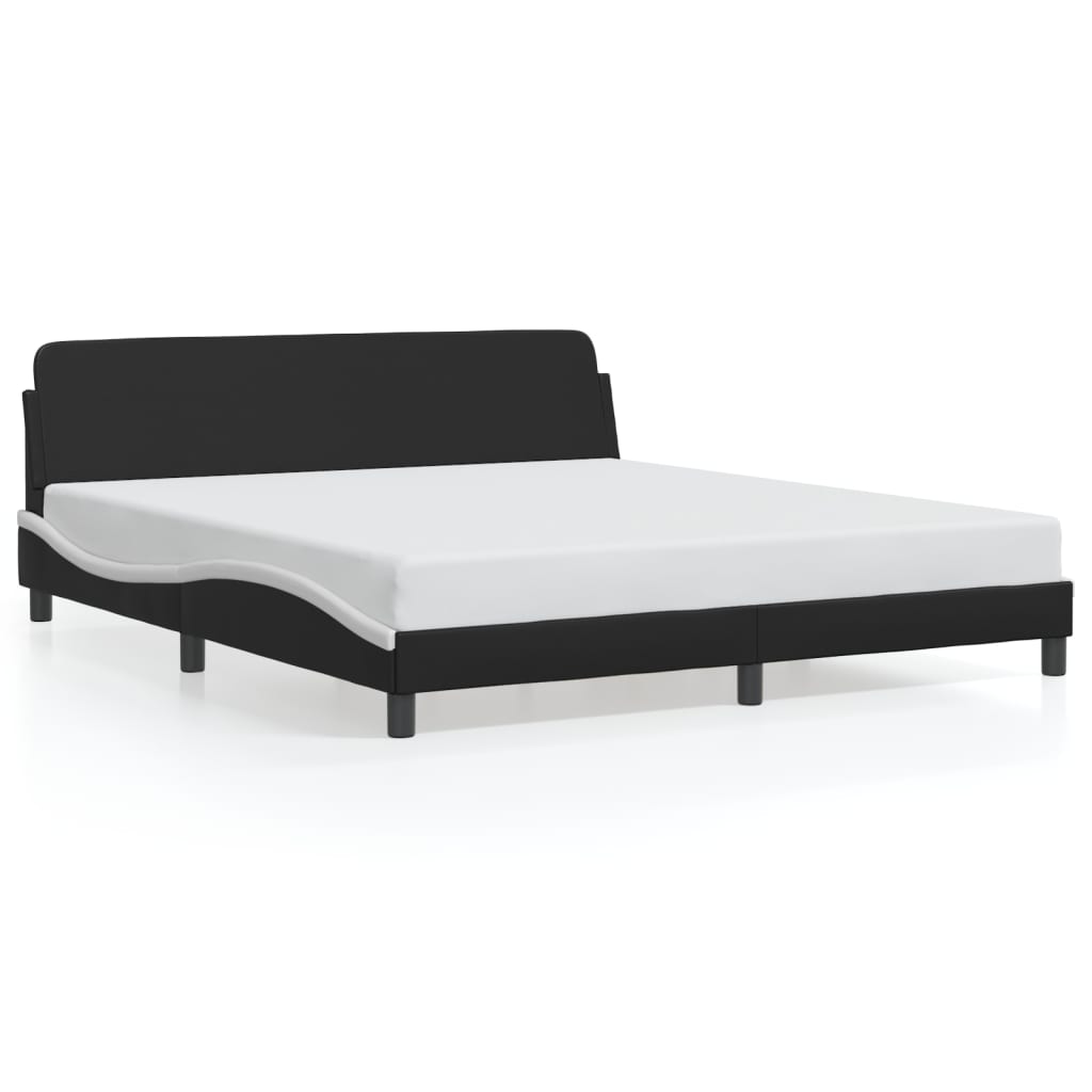 Bedframe "Dover" kunstleer zwart en wit 183x213 cm