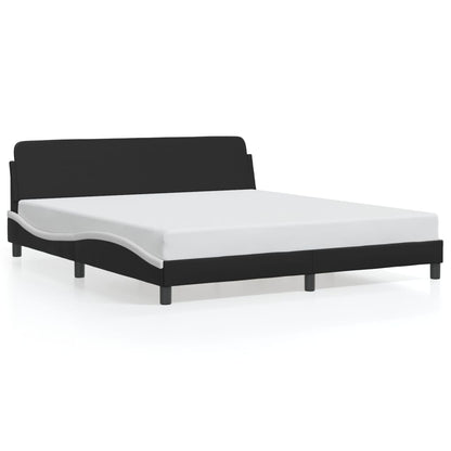 Bedframe "Dover" kunstleer zwart en wit 183x213 cm