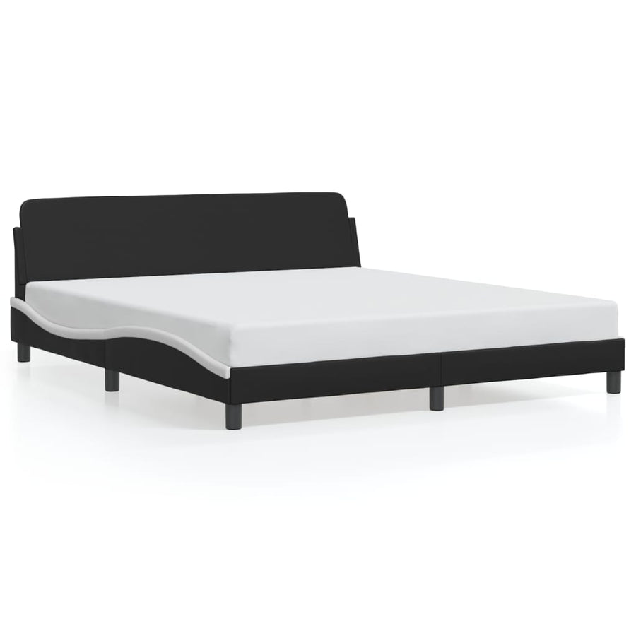 Bedframe "Dover" kunstleer zwart en wit 183x213 cm