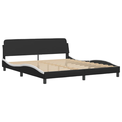 Bedframe "Dover" kunstleer zwart en wit 183x213 cm