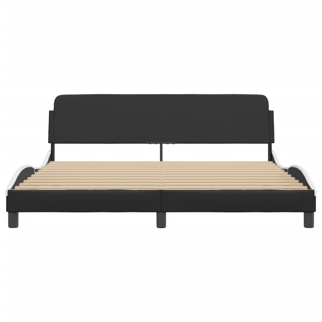 Bedframe "Dover" kunstleer zwart en wit 183x213 cm