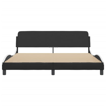 Bedframe "Dover" kunstleer zwart en wit 183x213 cm