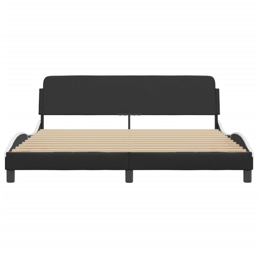 Bedframe "Dover" kunstleer zwart en wit 183x213 cm