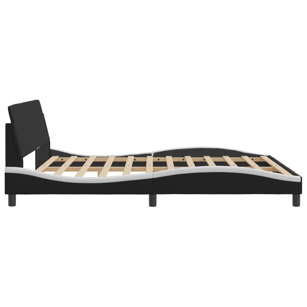 Bedframe "Dover" kunstleer zwart en wit 183x213 cm