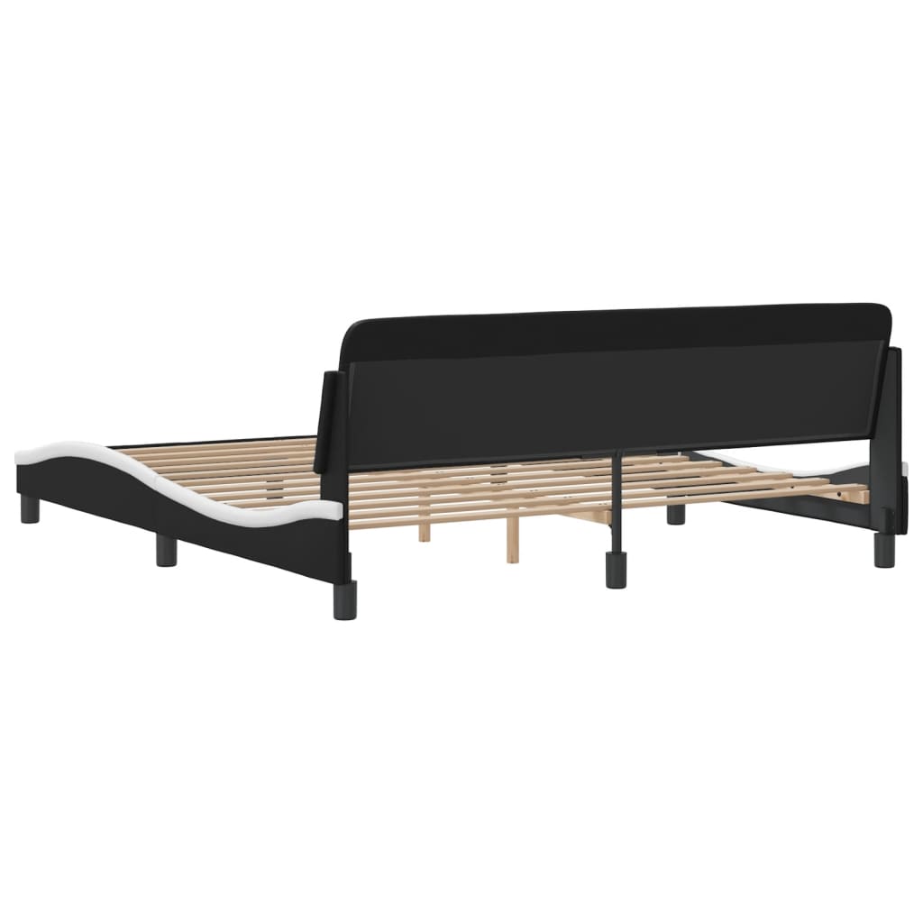 Bedframe "Dover" kunstleer zwart en wit 183x213 cm