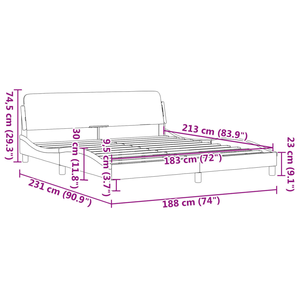 Bedframe "Dover" kunstleer zwart en wit 183x213 cm