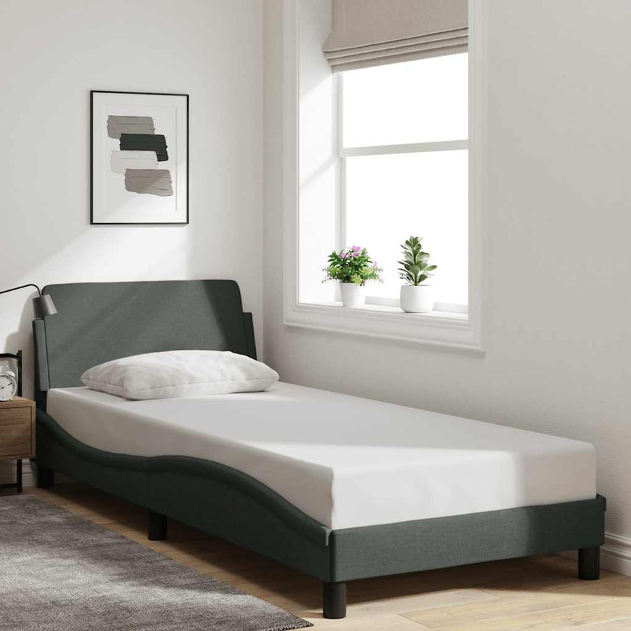 Bedframe Dover donkergrijs 90x190 cm stof