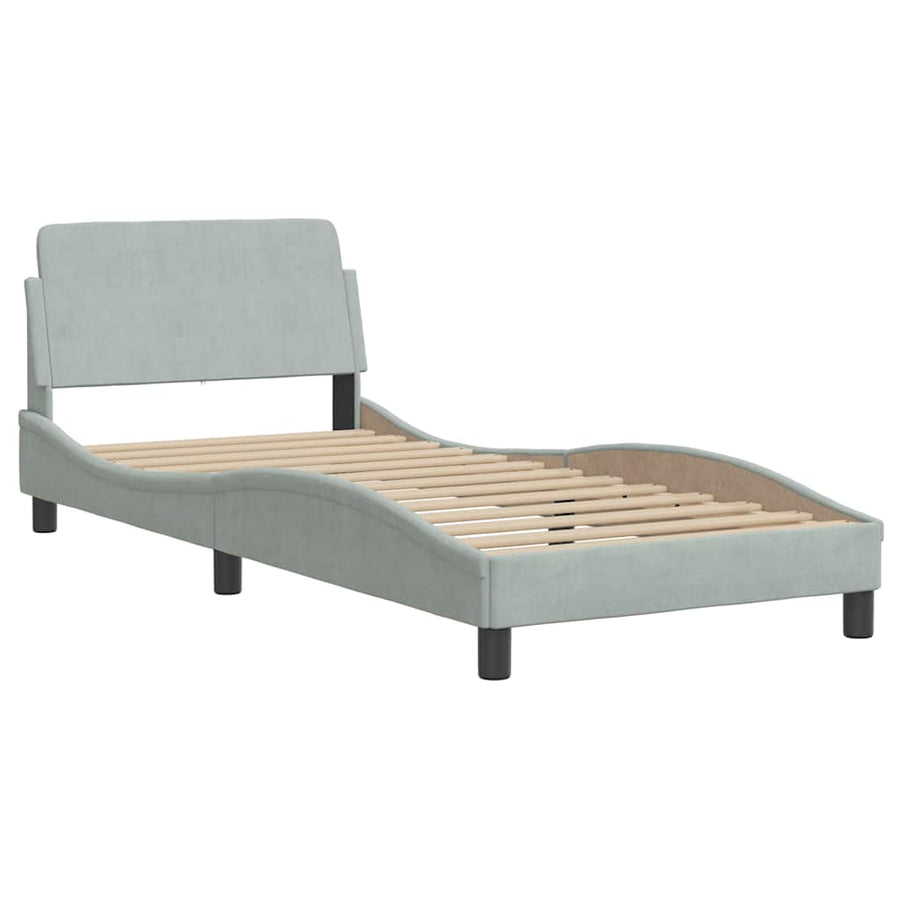 Bedframe Dover lichtgrijs 90x190 cm fluweel