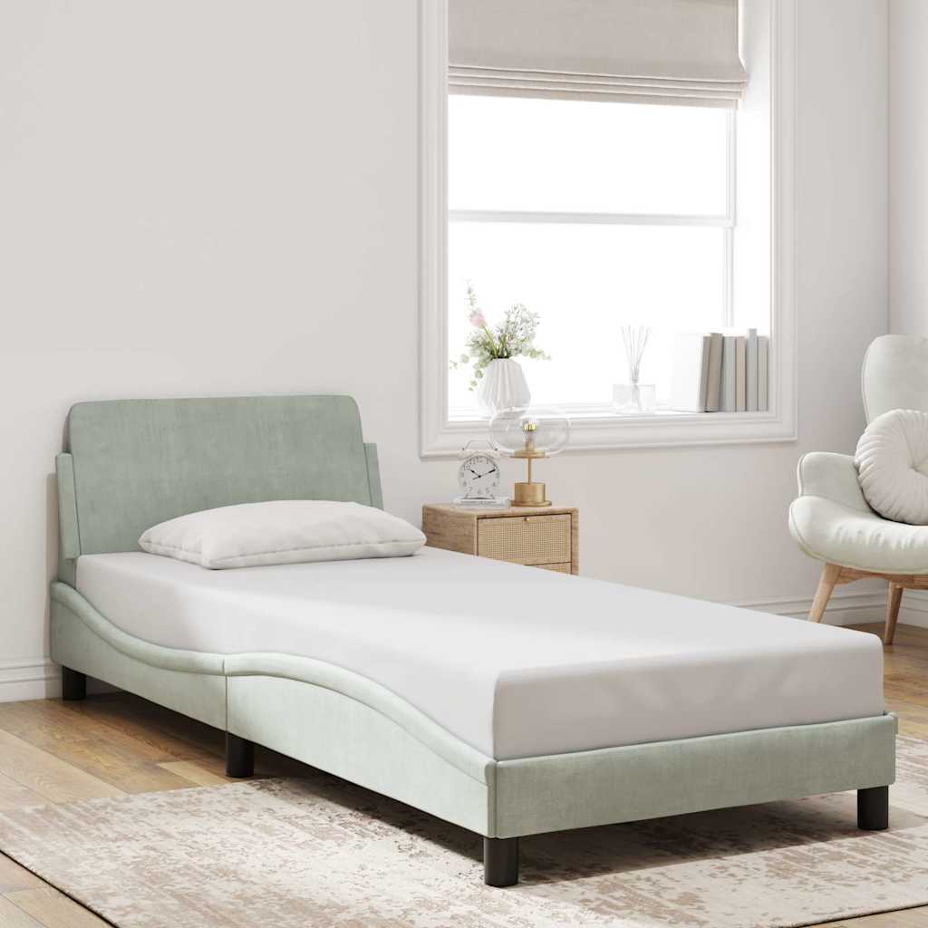 Bedframe Dover lichtgrijs 90x190 cm fluweel