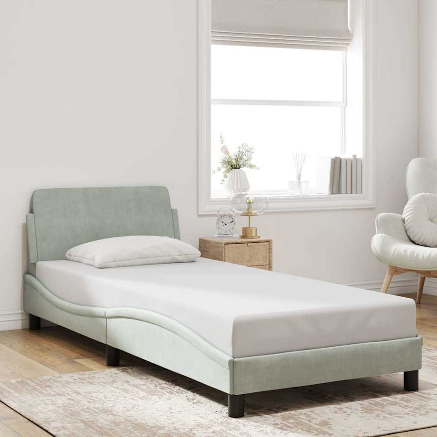 Bedframe Dover lichtgrijs 90x190 cm fluweel