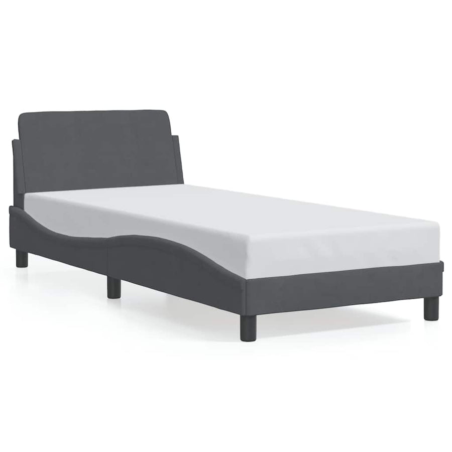 Bedframe Dover donkergrijs 90x190 cm fluweel