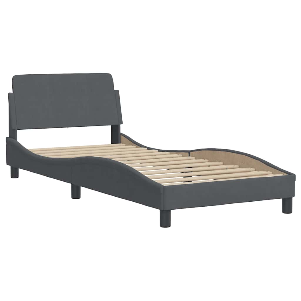 Bedframe Dover donkergrijs 90x190 cm fluweel