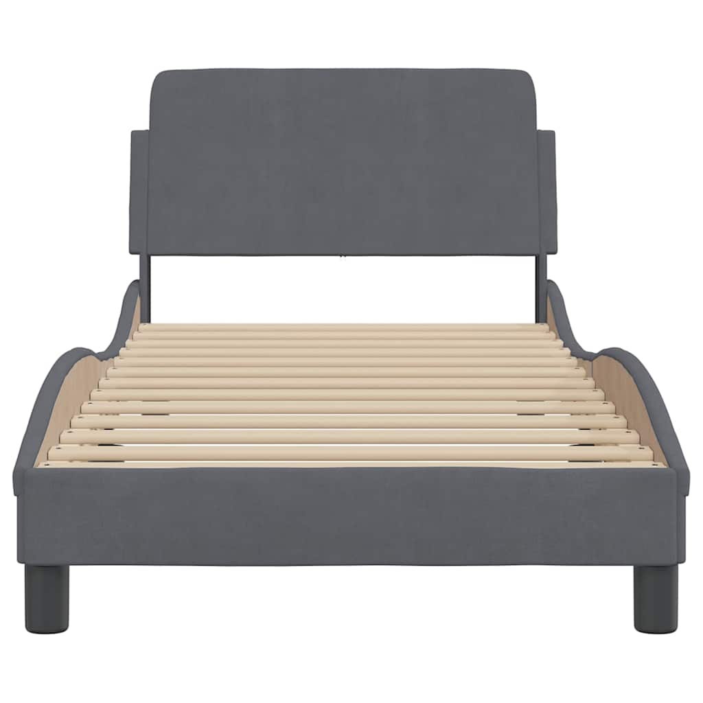 Bedframe Dover donkergrijs 90x190 cm fluweel