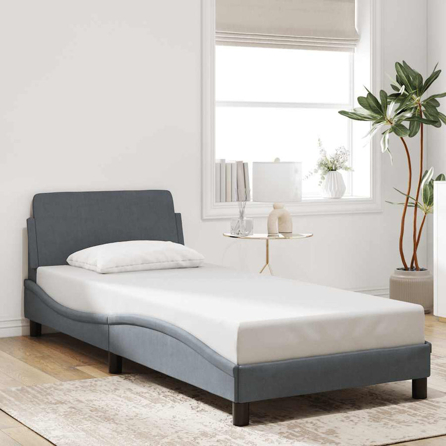 Bedframe Dover donkergrijs 90x190 cm fluweel