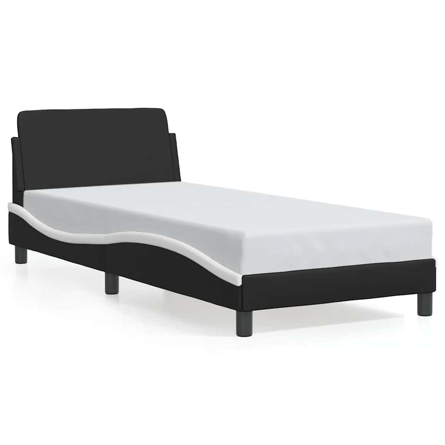 Bedframe Dover zwart en wit 90x190 cm kunstleer