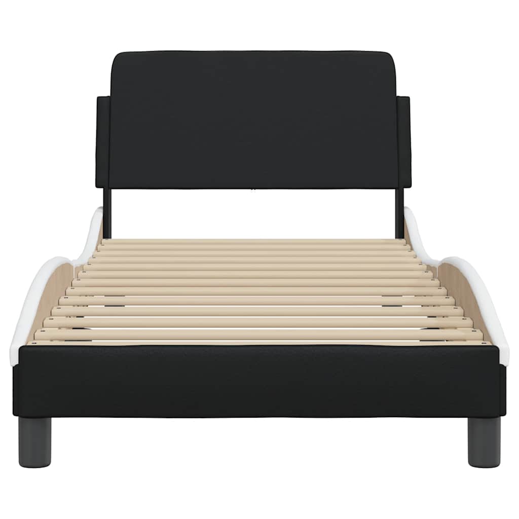 Bedframe Dover zwart en wit 90x190 cm kunstleer