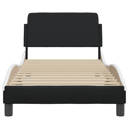 Bedframe Dover zwart en wit 90x190 cm kunstleer