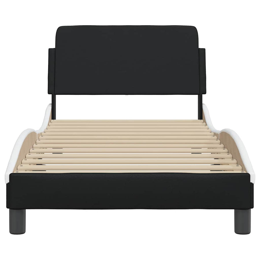 Bedframe Dover zwart en wit 90x190 cm kunstleer