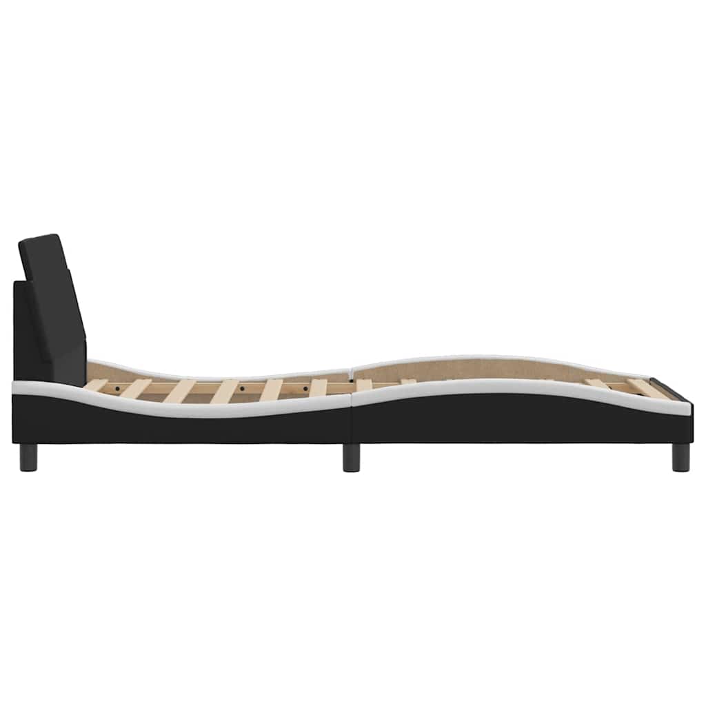 Bedframe Dover zwart en wit 90x190 cm kunstleer