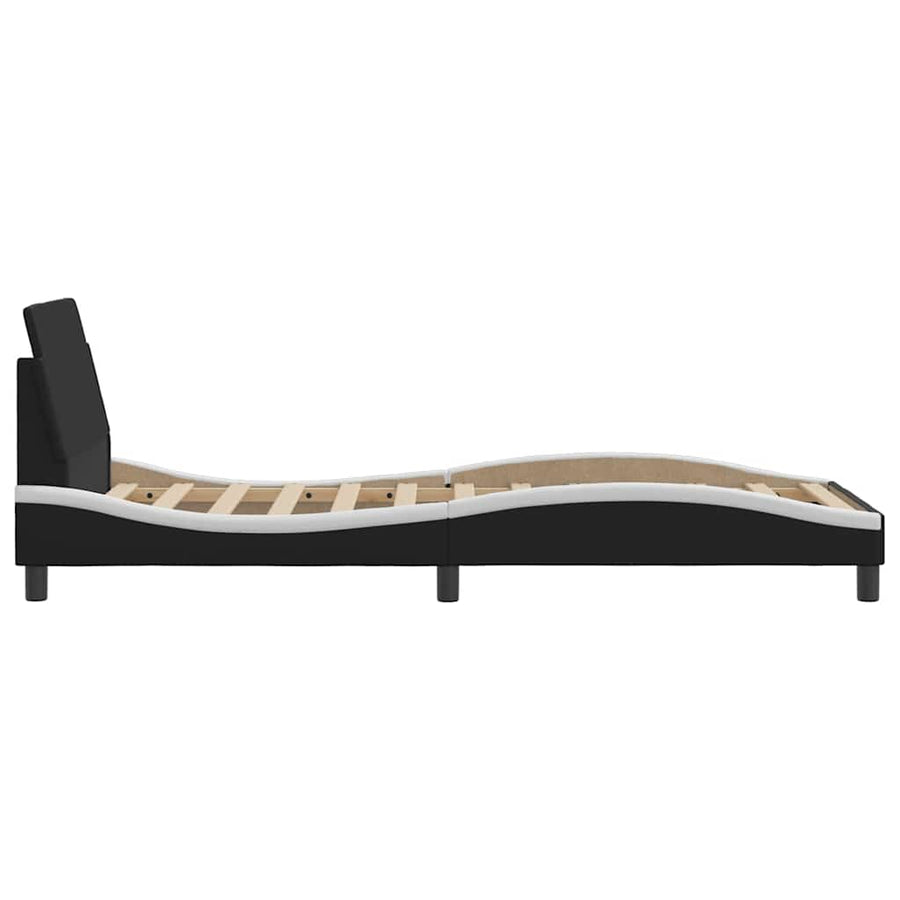Bedframe Dover zwart en wit 90x190 cm kunstleer
