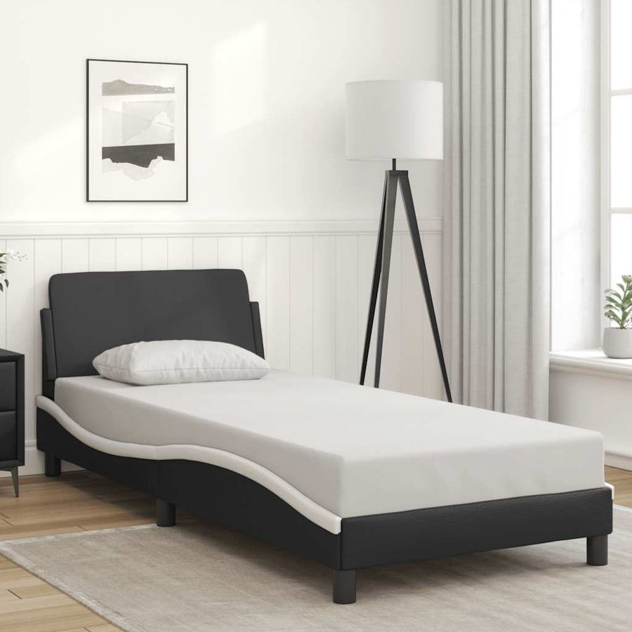 Bedframe Dover zwart en wit 90x190 cm kunstleer