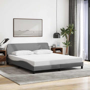 Bedframe 180x200 cm lichtgrijs stof hoofdbord