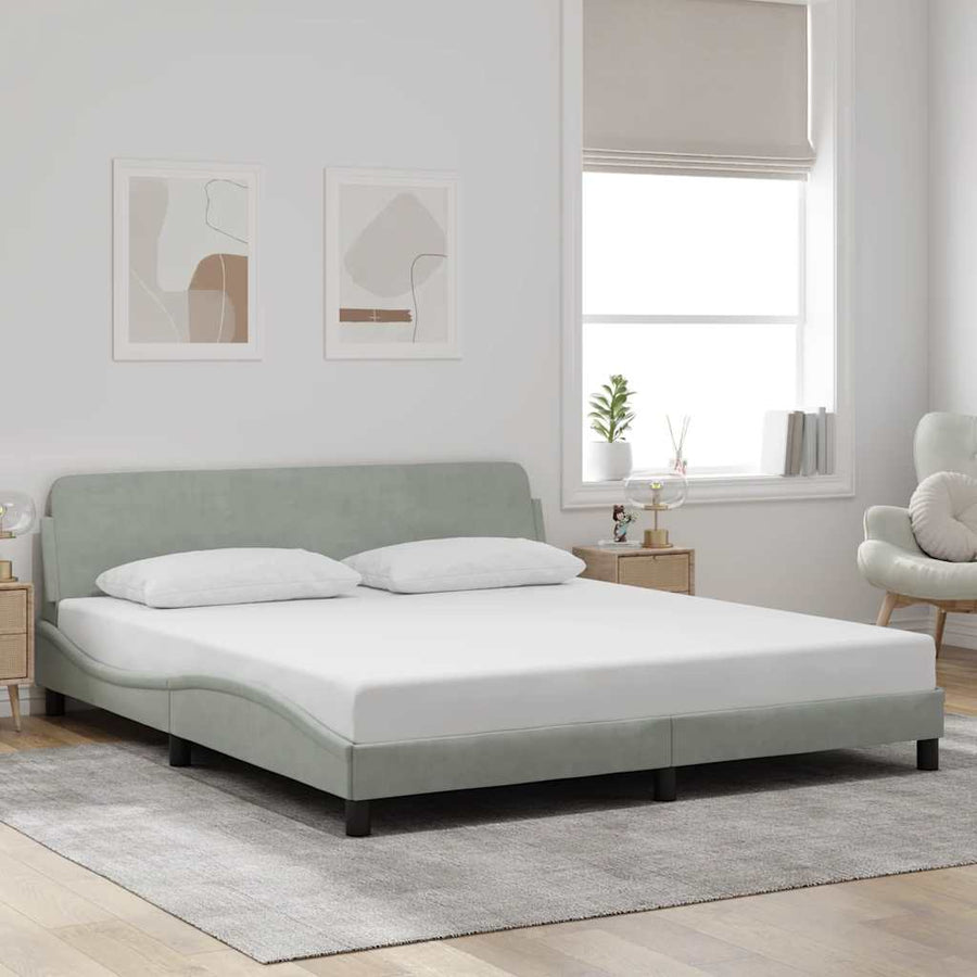Bedframe Dover lichtgrijs 180x200 cm fluweel