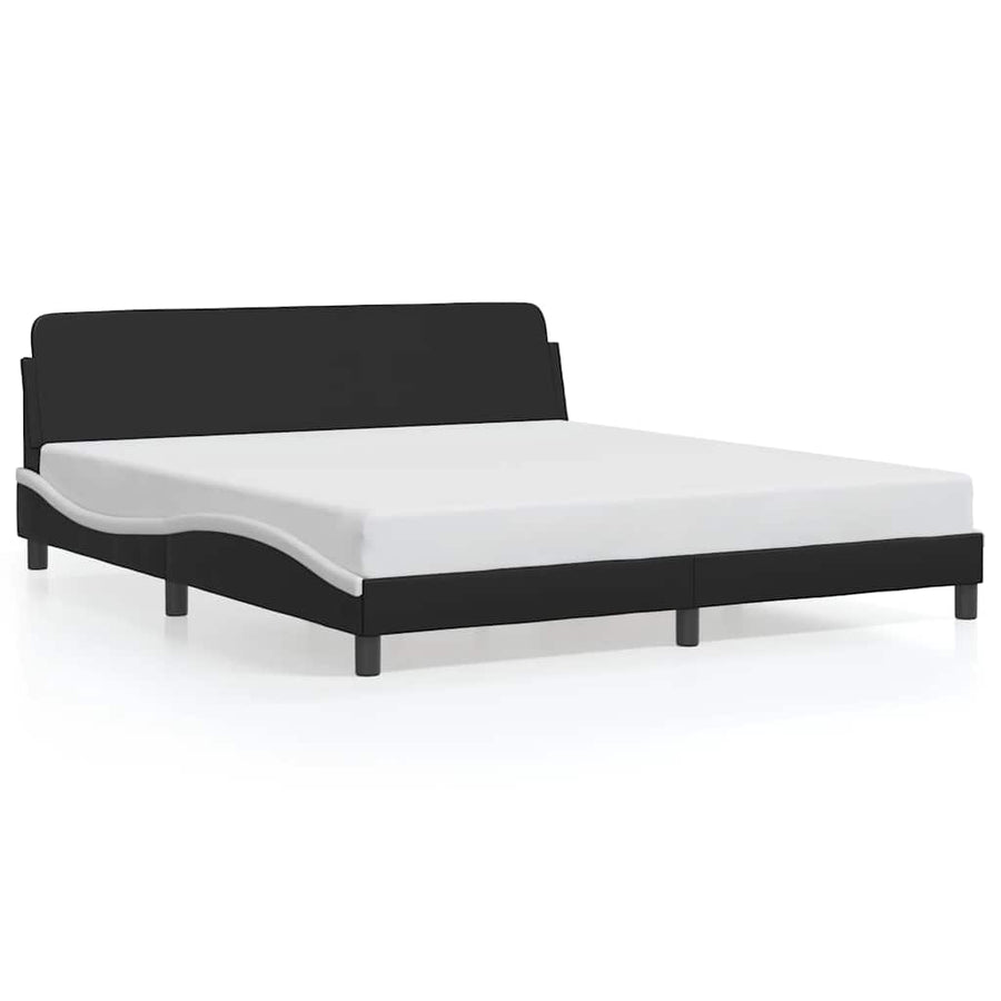 Bedframe Dover zwart en wit 180x200 cm kunstleer