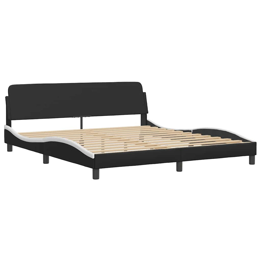 Bedframe Dover zwart en wit 180x200 cm kunstleer