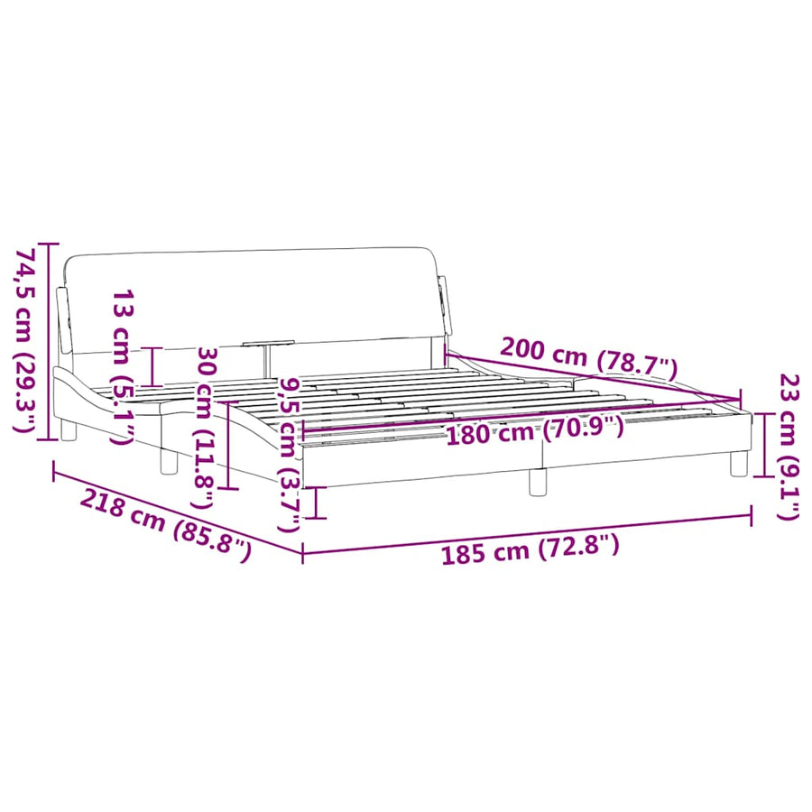 Bedframe Dover zwart en wit 180x200 cm kunstleer