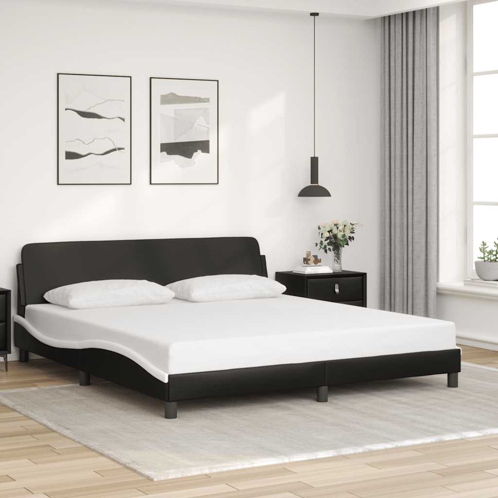 Bedframe Dover zwart en wit 180x200 cm kunstleer