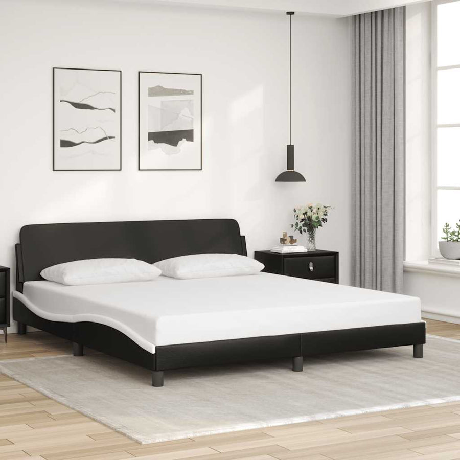 Bedframe Dover zwart en wit 180x200 cm kunstleer