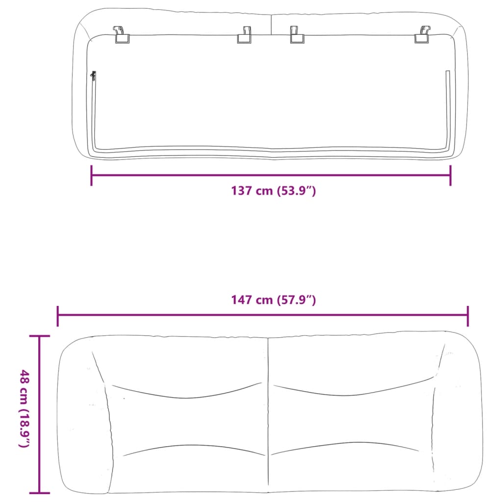 Hoofdbordkussen "Hvar" 137 cm stof donkergrijs