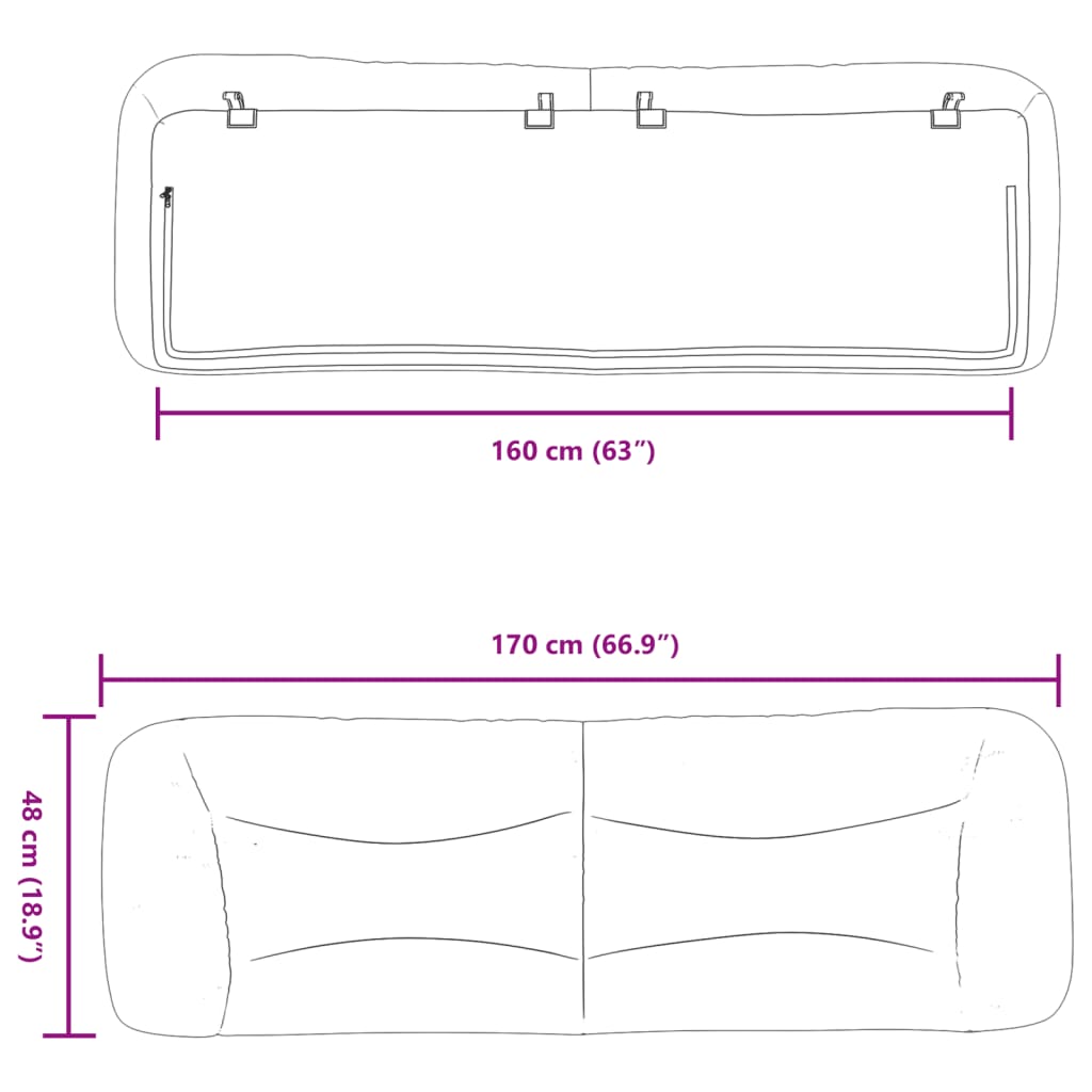 Hoofdbordkussen "Hvar" 160 cm stof donkerbruin