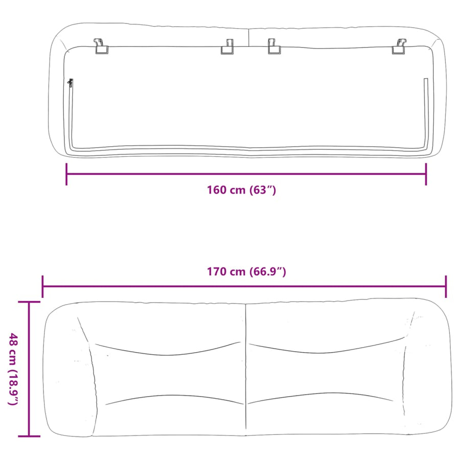 Hoofdbordkussen "Hvar" 160 cm stof donkerbruin