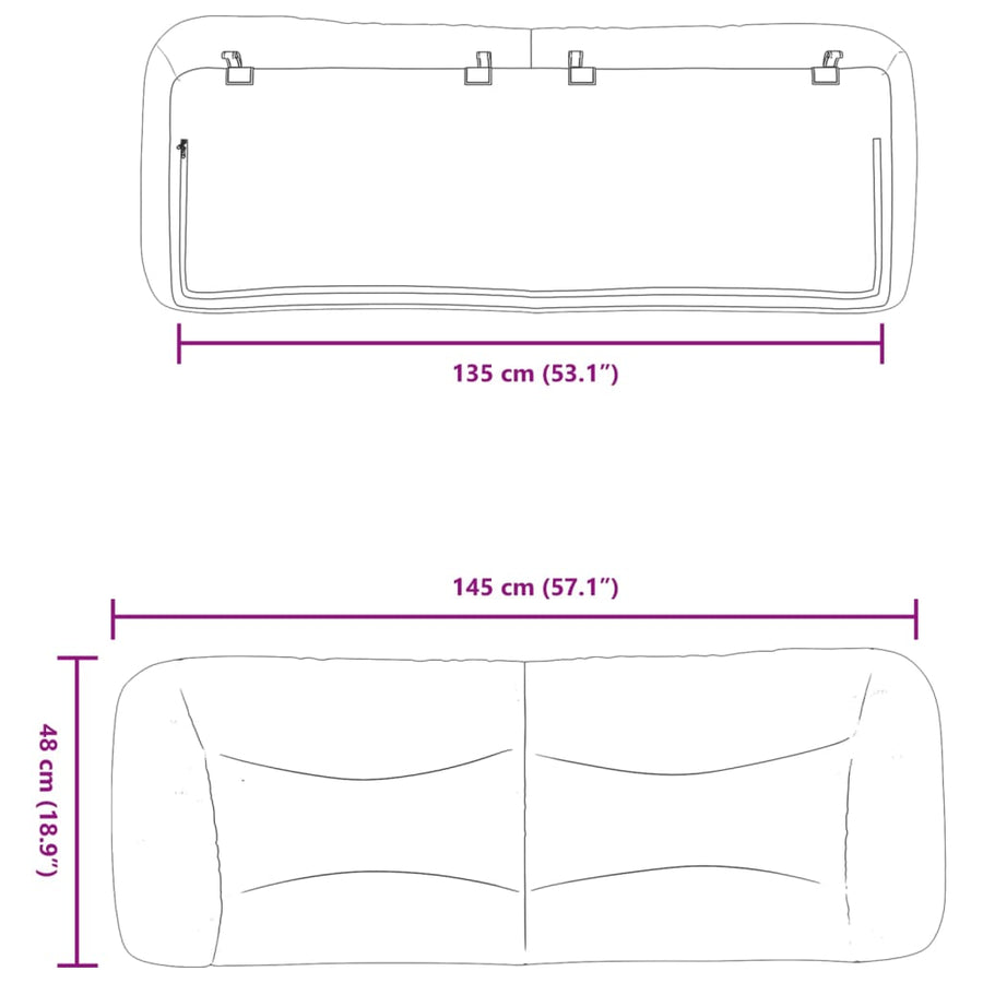 Hoofdbordkussen zwart 135 cm kunstleer