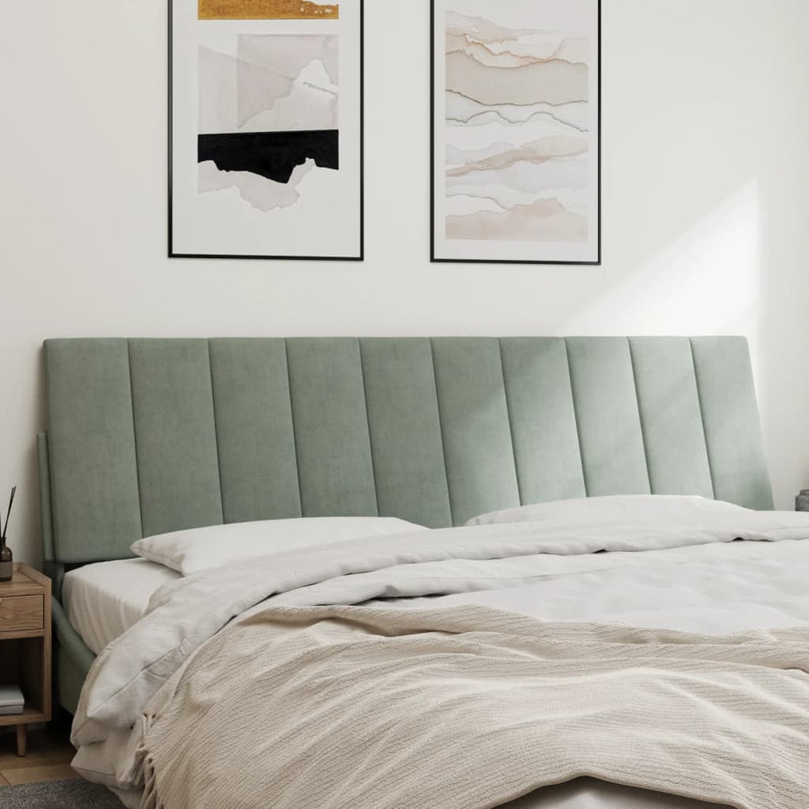 Hoofdbordkussen "Hanko" 183 cm fluweel lichtgrijs