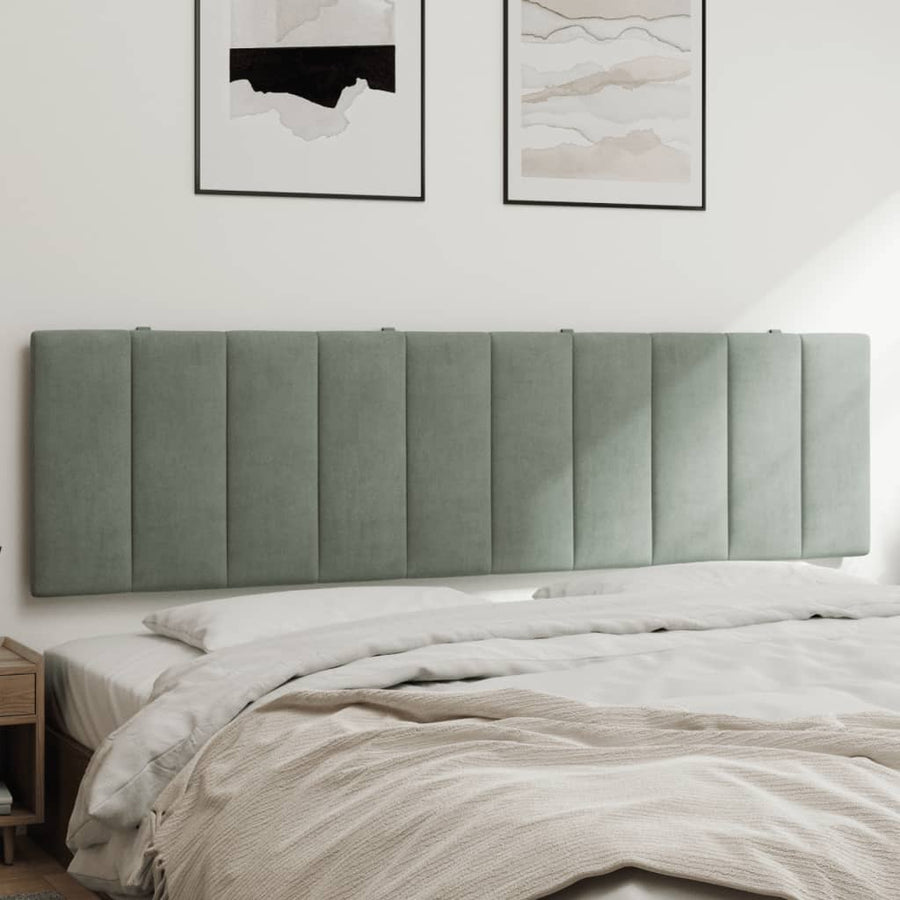 Hoofdbordkussen "Hanko" 183 cm fluweel lichtgrijs