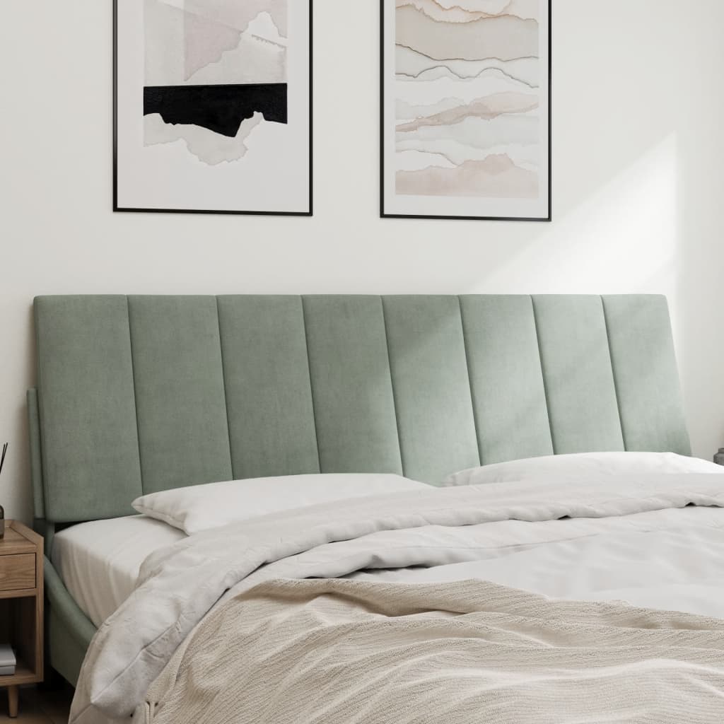 Hoofdbordkussen "Hanko" 152 cm fluweel lichtgrijs