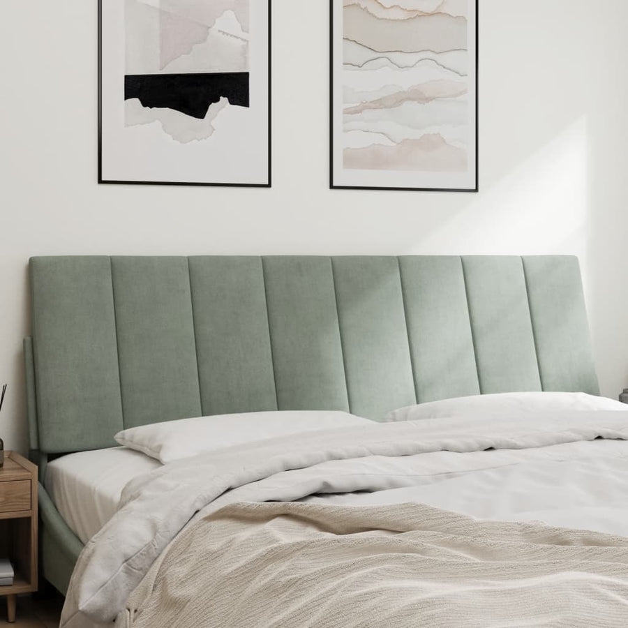 Hoofdbordkussen "Hanko" 152 cm fluweel lichtgrijs