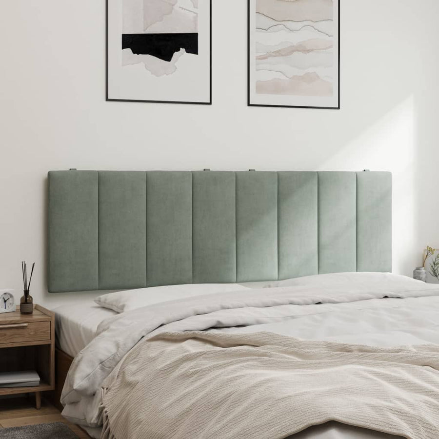 Hoofdbordkussen "Hanko" 152 cm fluweel lichtgrijs