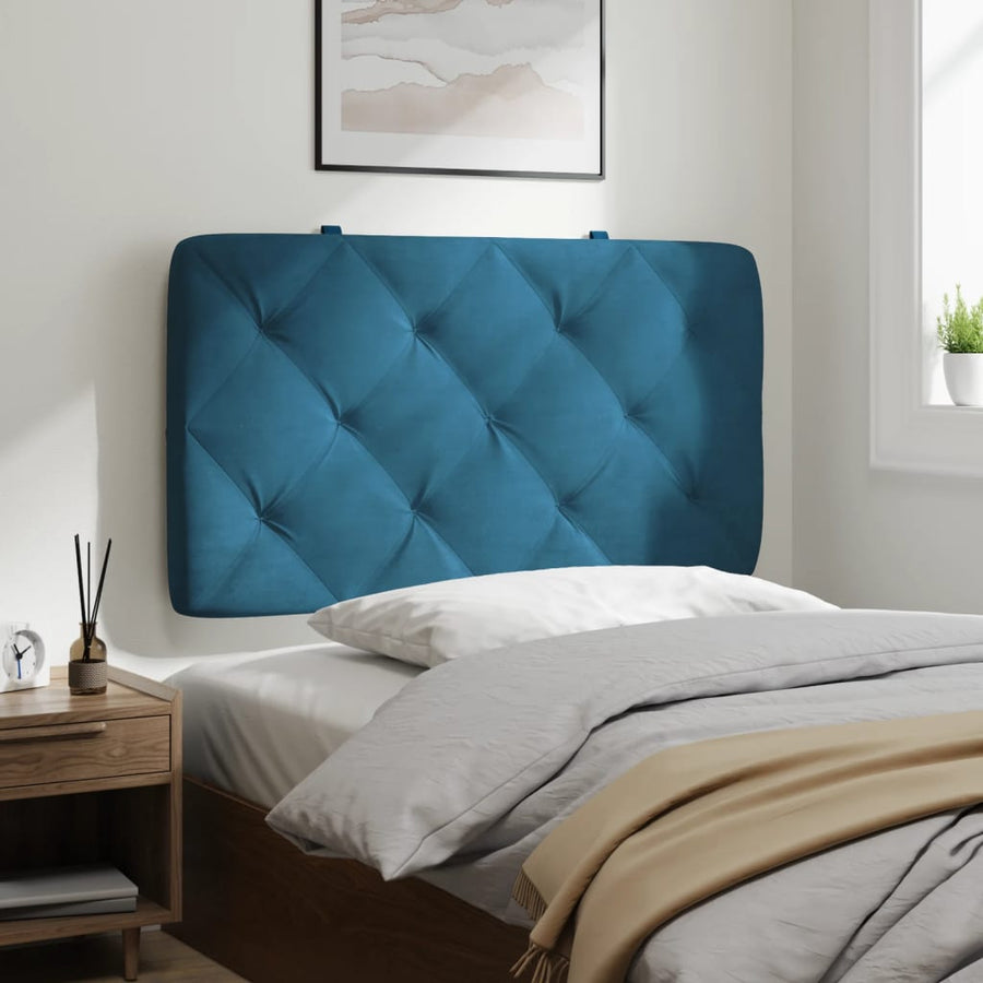 Hoofdbordkussen 80 cm fluweel blauw