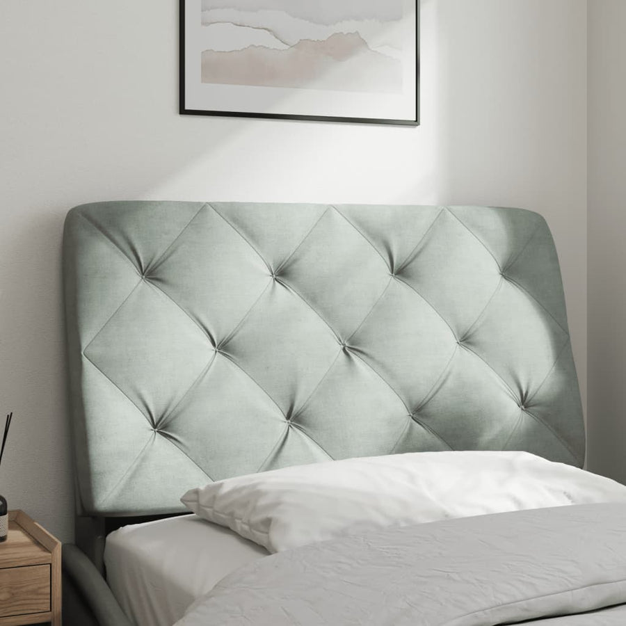 Hoofdbordkussen 90 cm velvet lichtgrijs