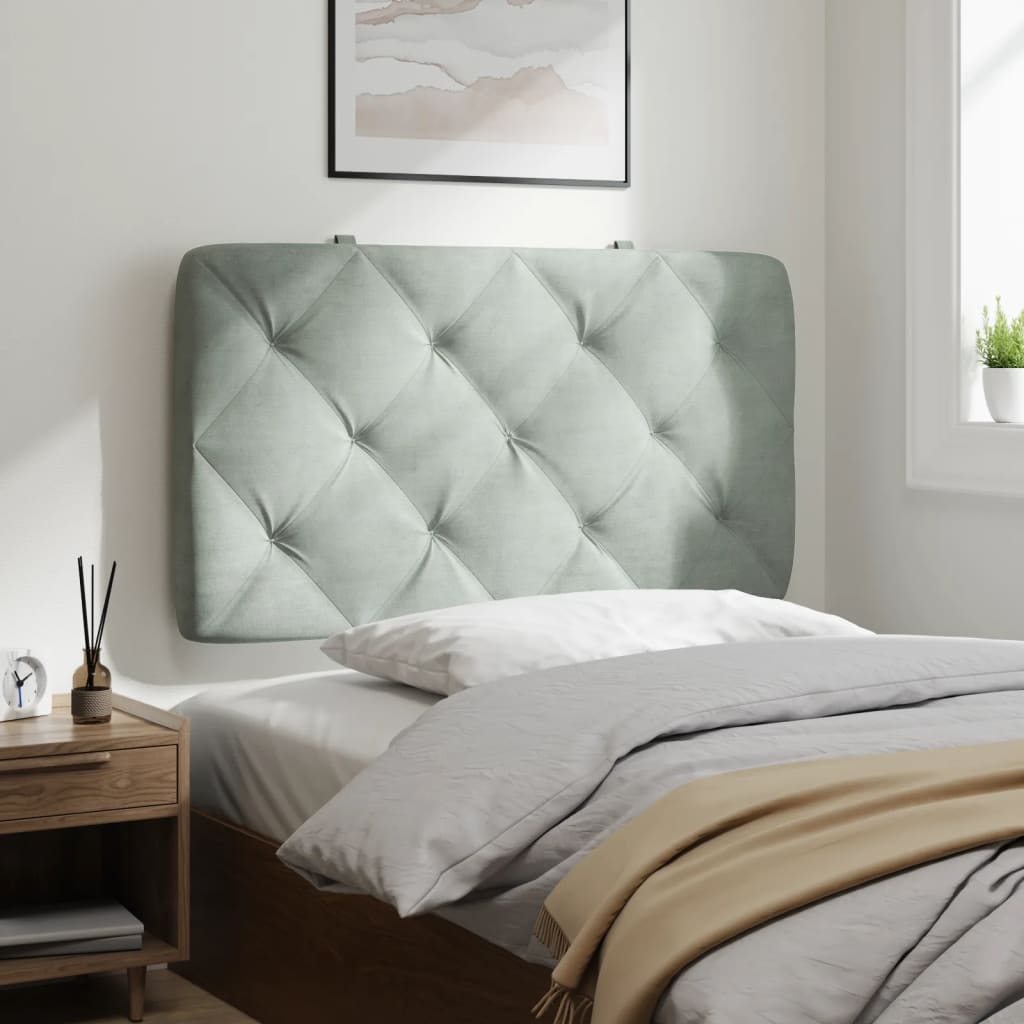 Hoofdbordkussen 90 cm velvet lichtgrijs