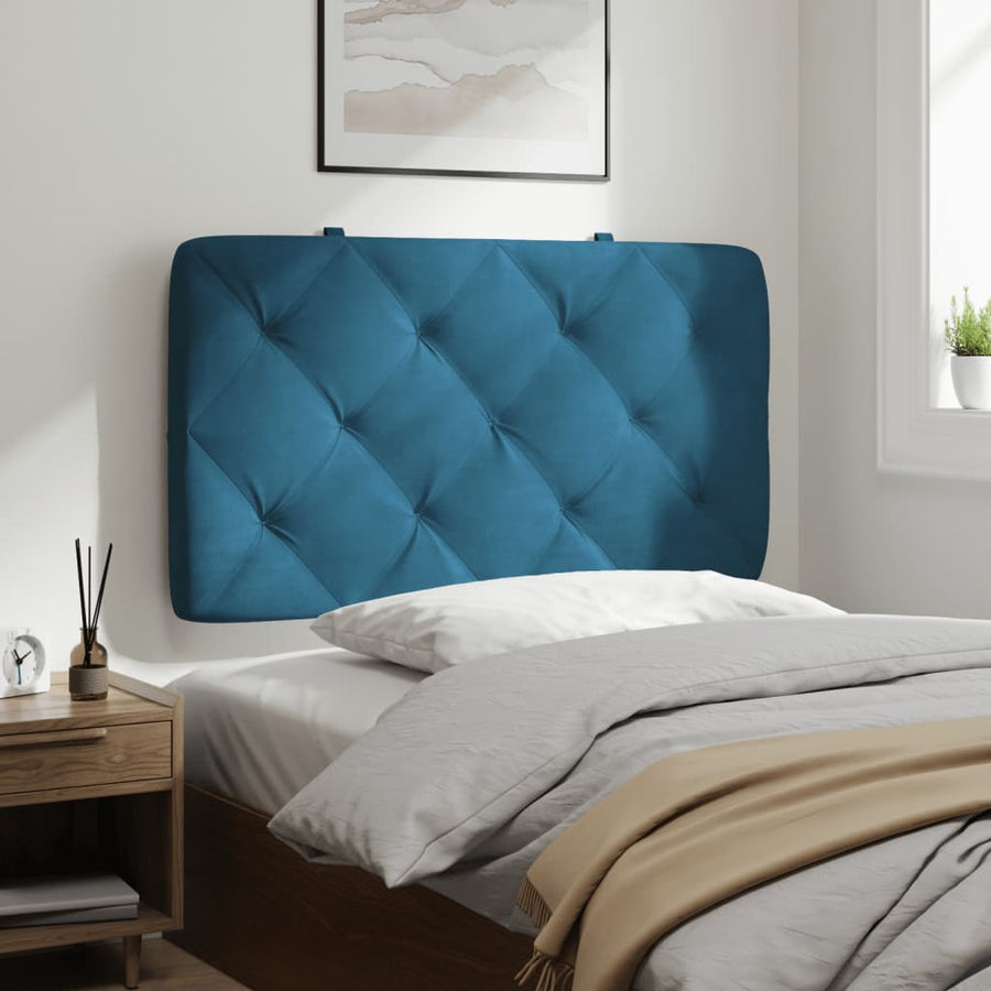 Hoofdbordkussen 90 cm fluweel blauw
