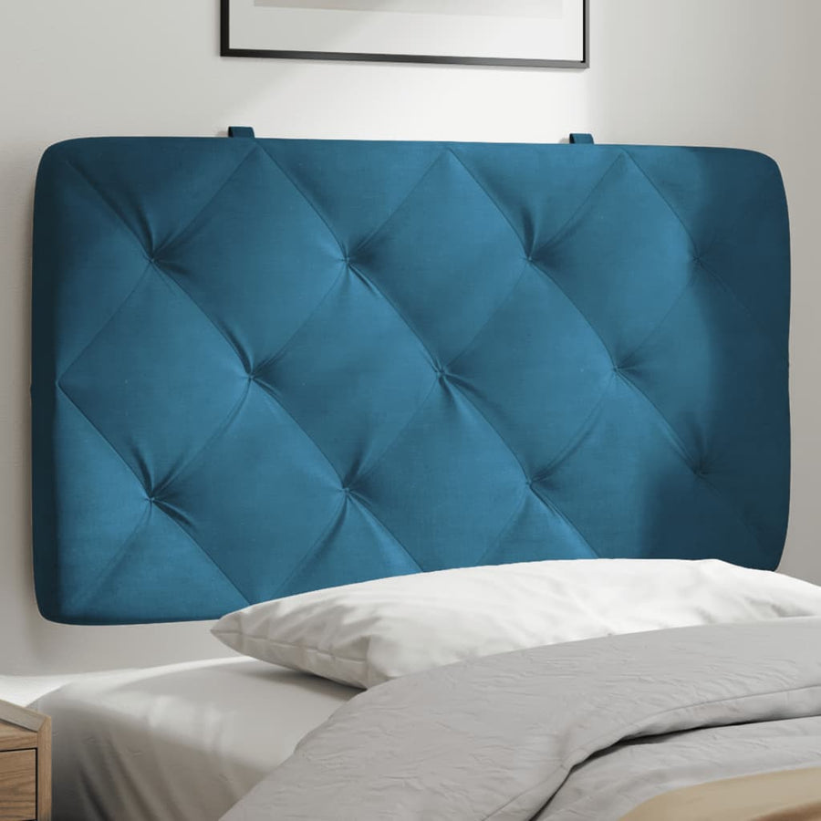 Hoofdbordkussen 90 cm fluweel blauw